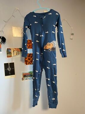 Carter's Navy Blue Footed One-Piece with Cement Truck